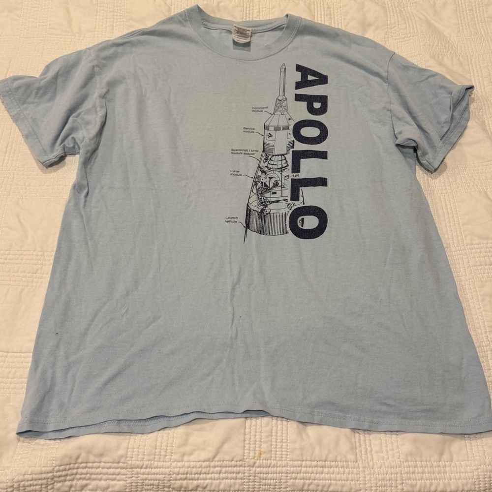 Vintage Space Shirts Apollo Light Blue Graphic T-Shirt - Size L